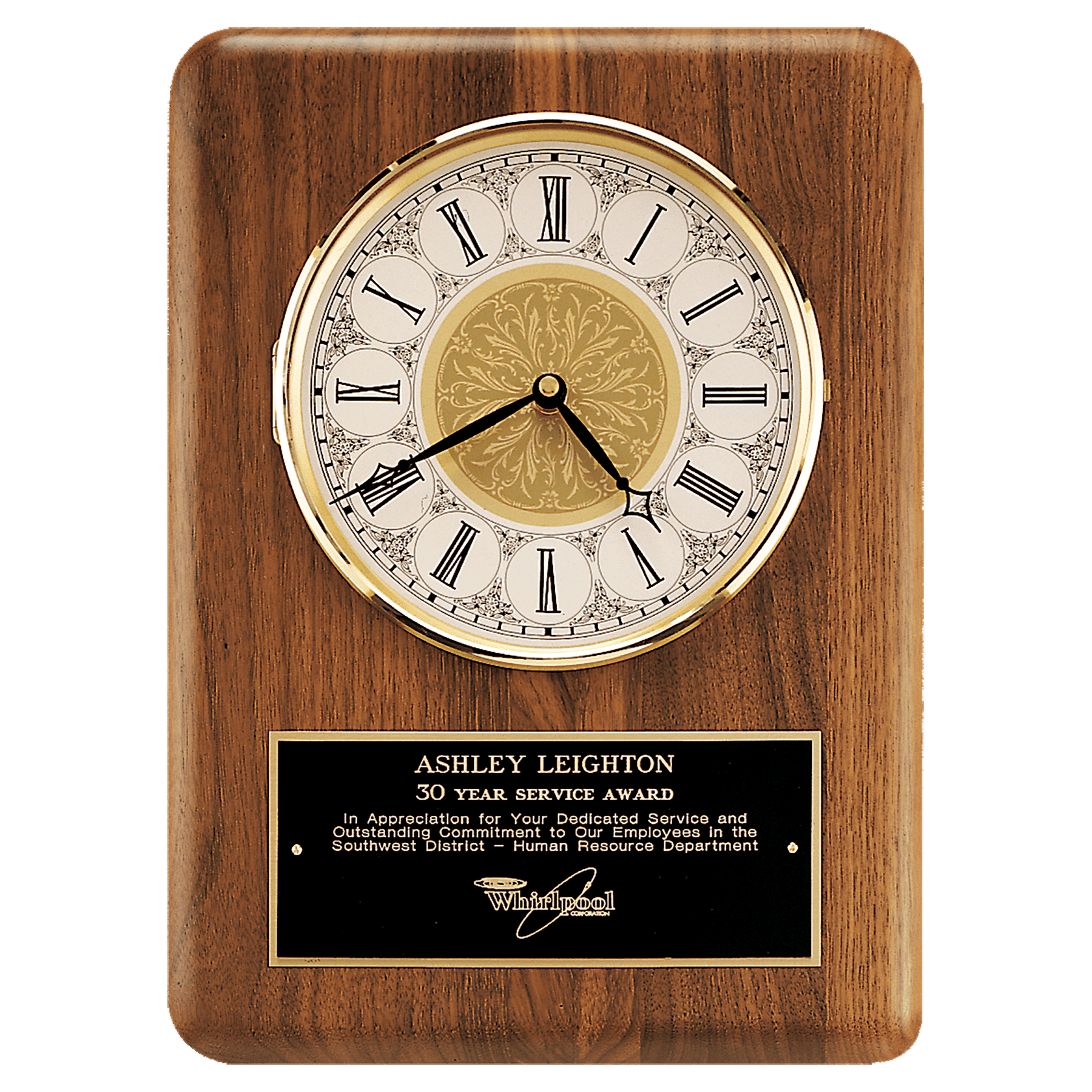 BC888 - 11" x 15" Solid Brass Diamond Spun Bezel with Glass Lens and Ivory Dial with Black Plate