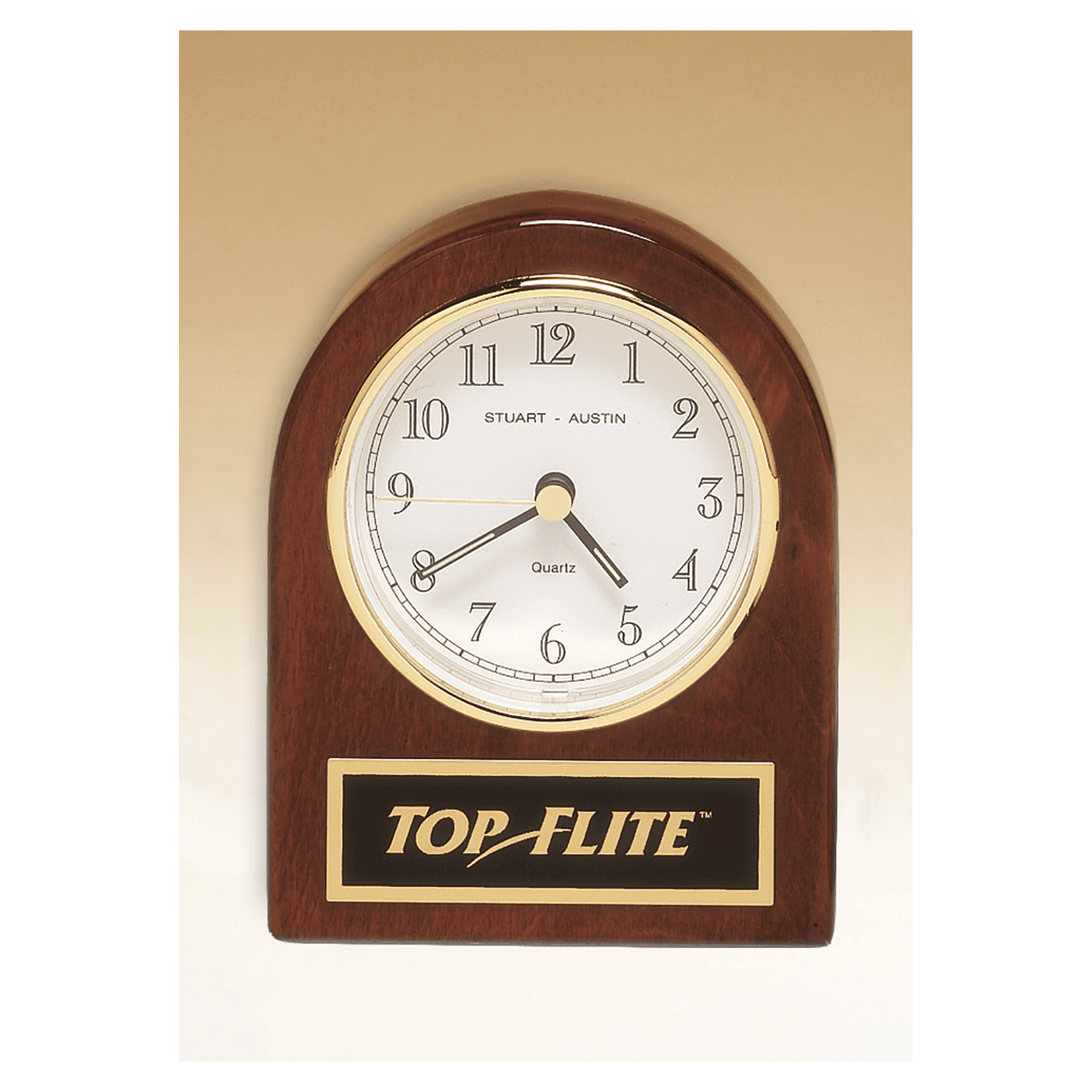 BC892 - 4 1/4" x 3 1/2" Rosewood Piano Finish Desk Clock with Black Plate