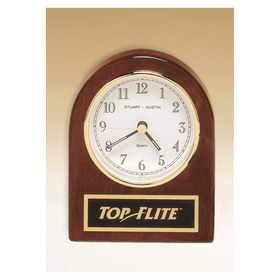 BC892 - 4 1/4" x 3 1/2" Rosewood Piano Finish Desk Clock with Black Plate