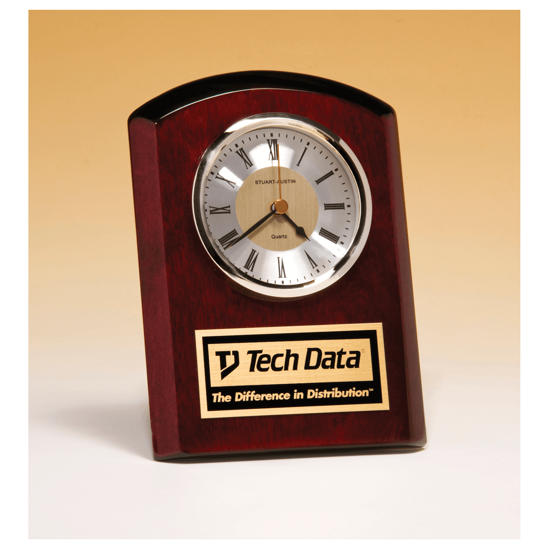 BC937 - 5" x 7" Rosewood Piano Finish Clock, Diamond Spun Dial,Three Hand Movement with Black Plate