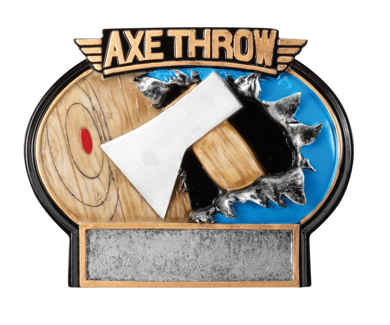 Burst Thru Axe Throwing Theme Resin Plate