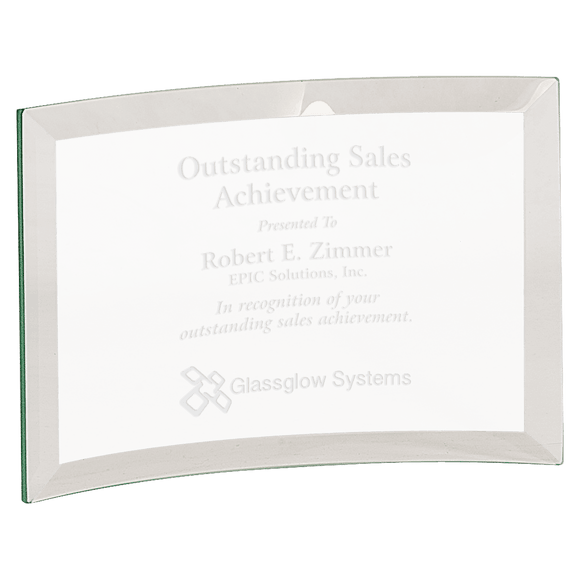 CE6500 - 6" x 4" x 1/4" Beveled Jade Glass Crescent