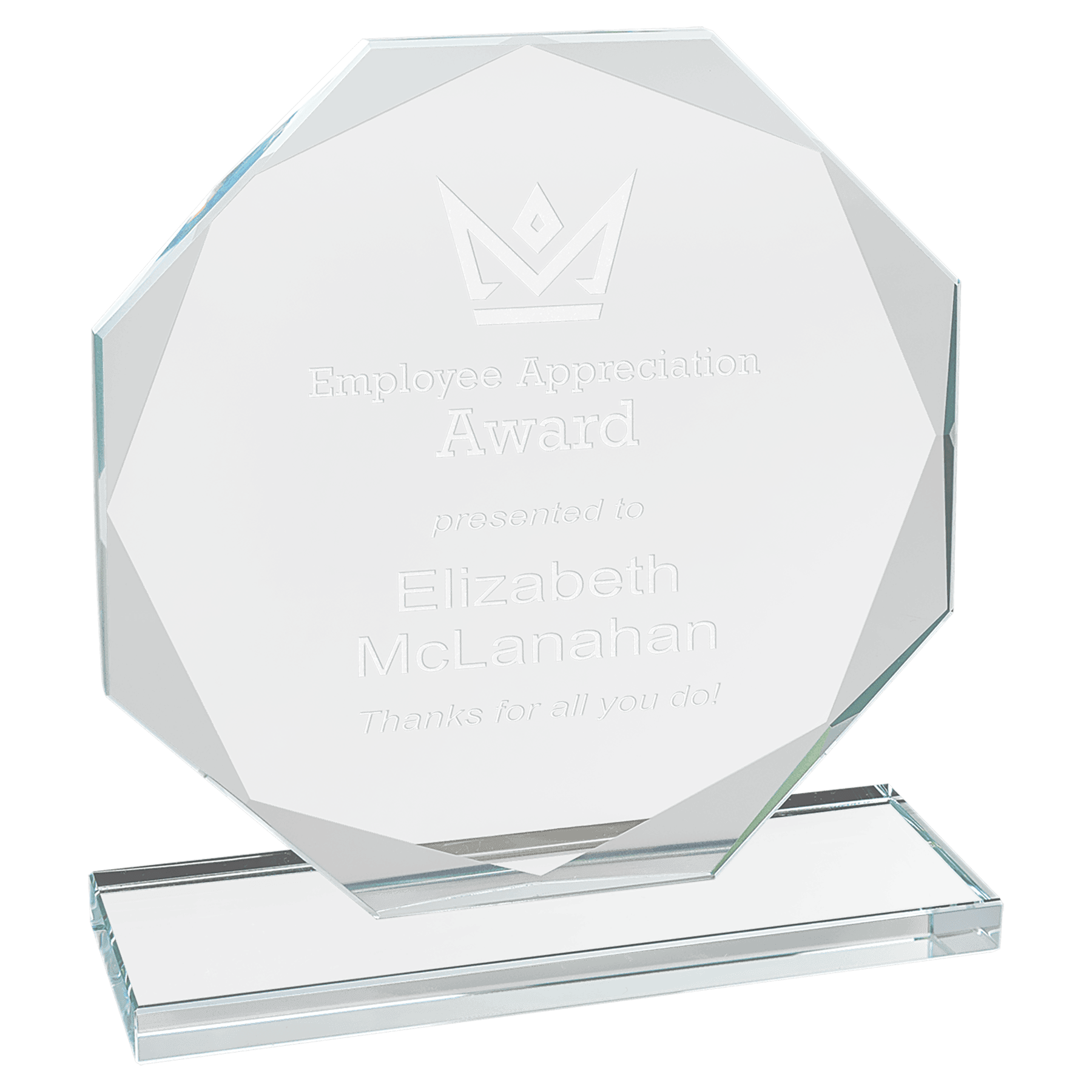 CGS11 - 6" Octagon Clear Glass Award