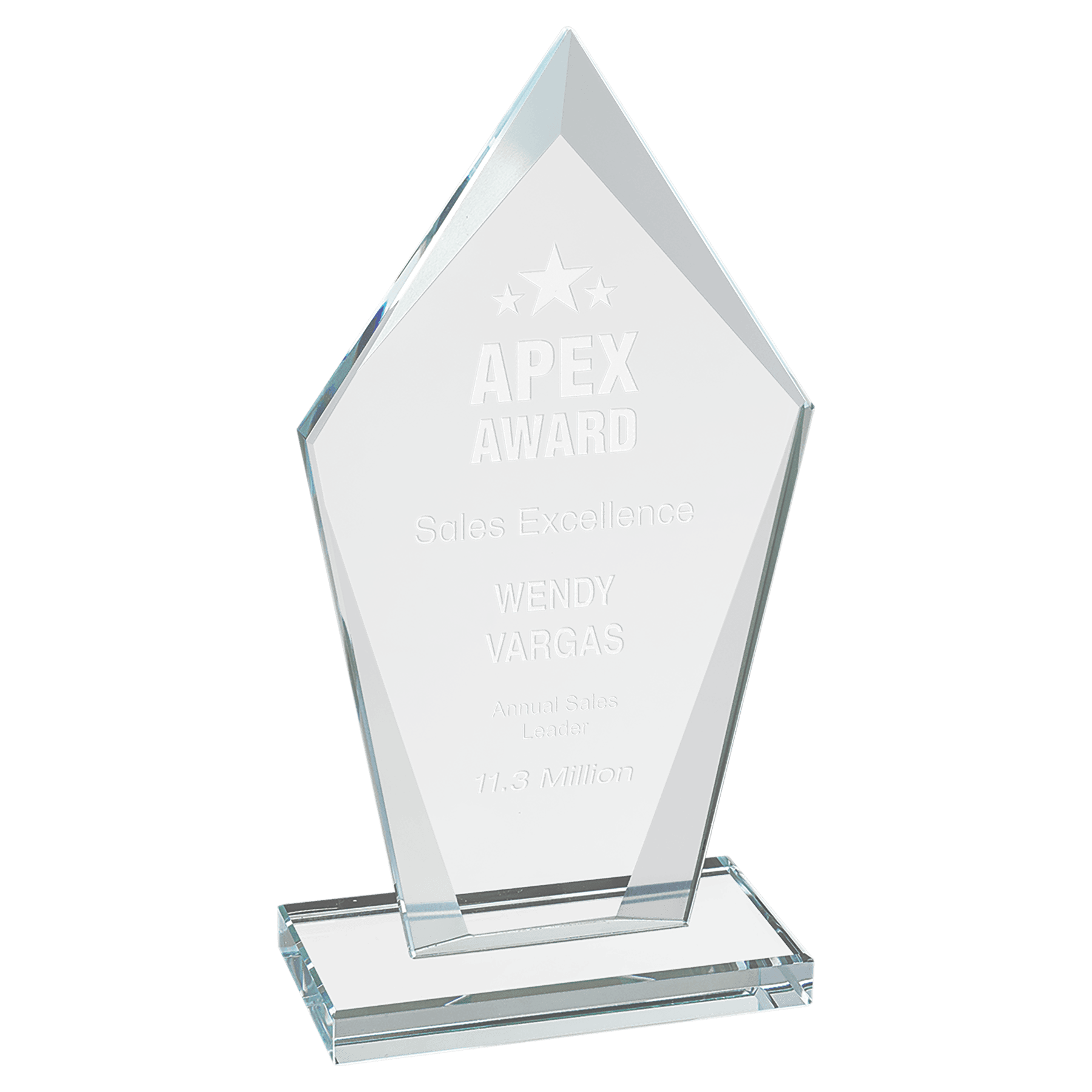 CGS21 - 6 3/4" Diamond Clear Glass Award