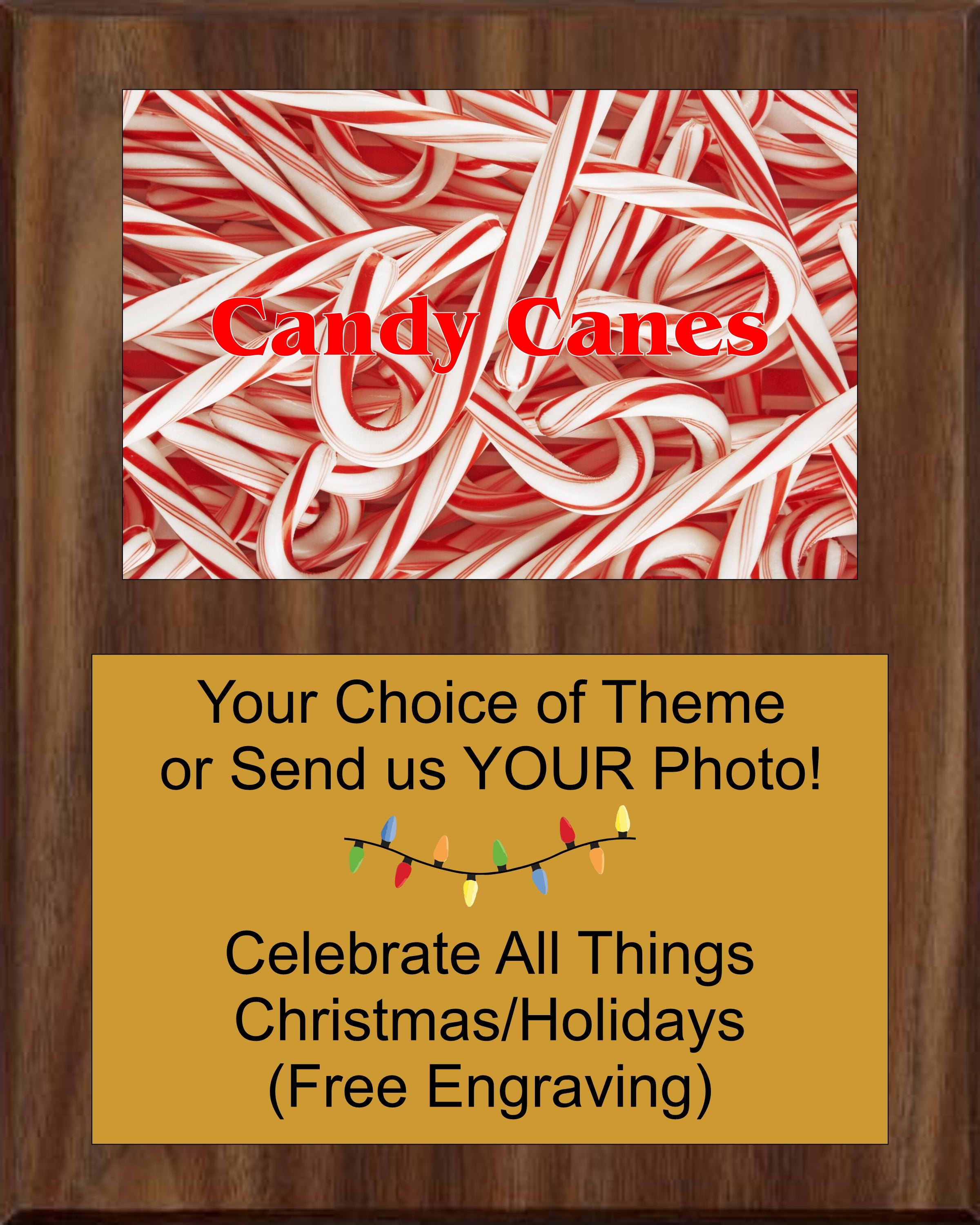 Christmas/Holidays Theme Celebration Photo Plaque 8x10 - Candy Canes Plaque