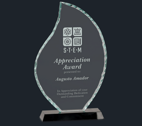 Flame Facet Glass on Black Base