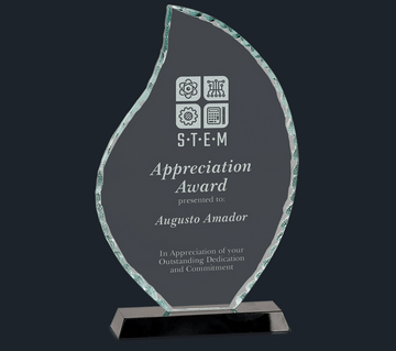 Flame Facet Glass on Black Base