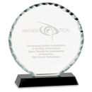 FC23 - 7 1/2" Round Facet Glass on Black Base