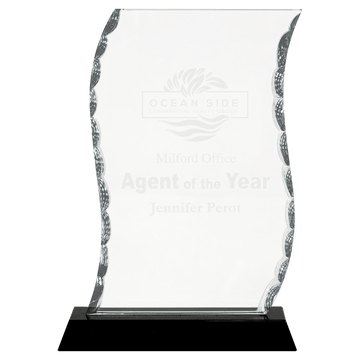 FC31 - 7 1/2" Scroll Facet Glass on Black Base