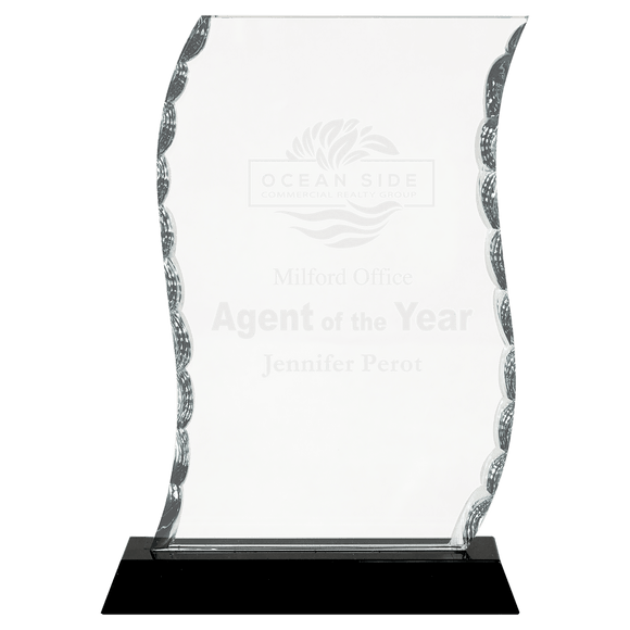 FC31 - 7 1/2" Scroll Facet Glass on Black Base