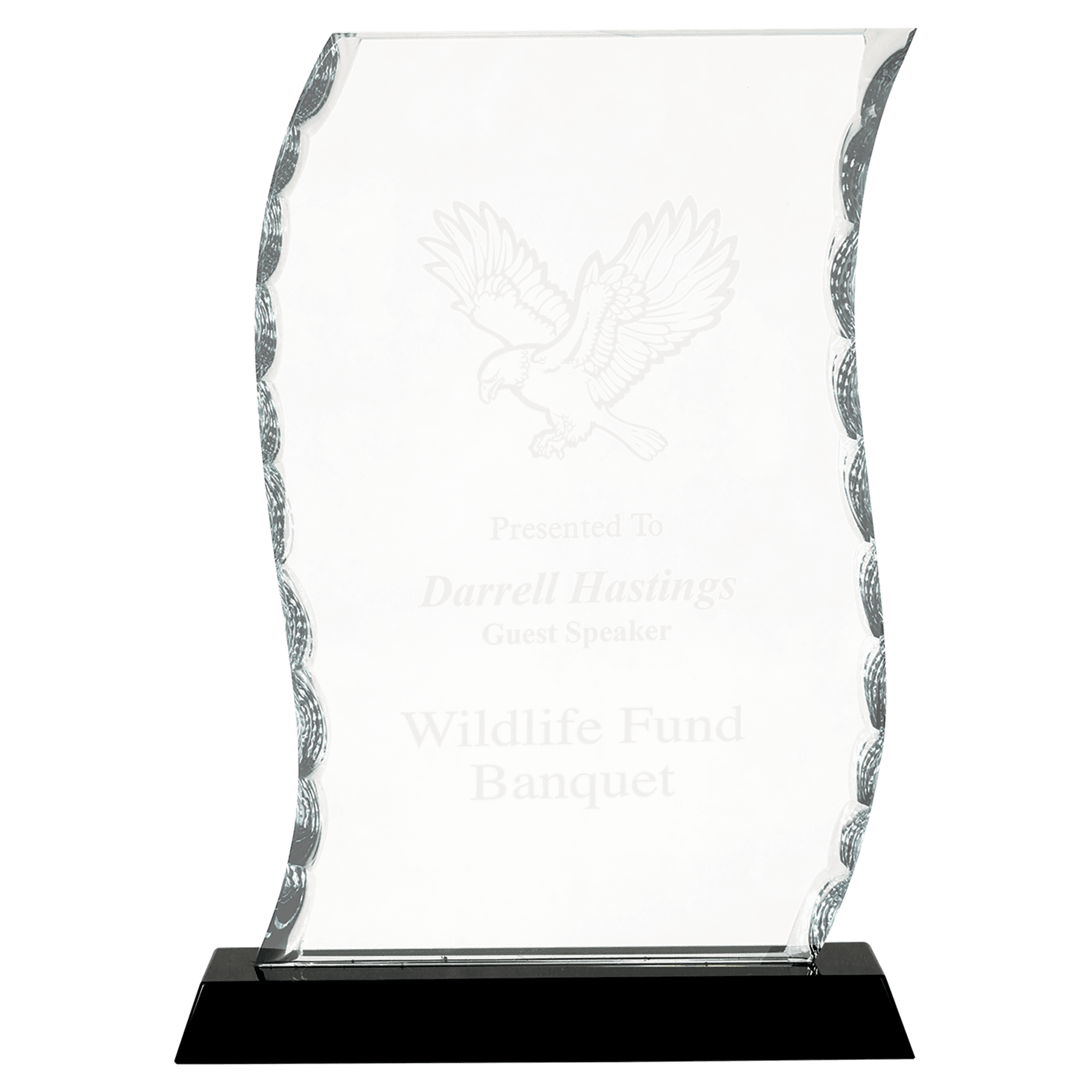FC32 - 8 1/4" Scroll Facet Glass on Black Base