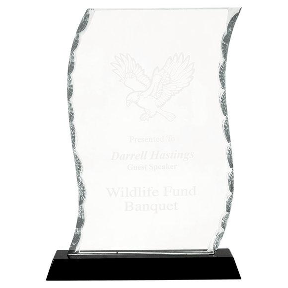 FC32 - 8 1/4" Scroll Facet Glass on Black Base