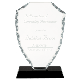 FC41 - 6 1/2" Shield Facet Glass on Black Base