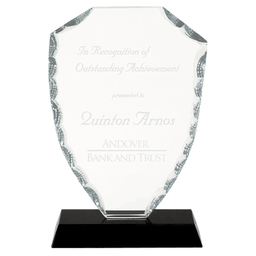 FC41 - 6 1/2" Shield Facet Glass on Black Base