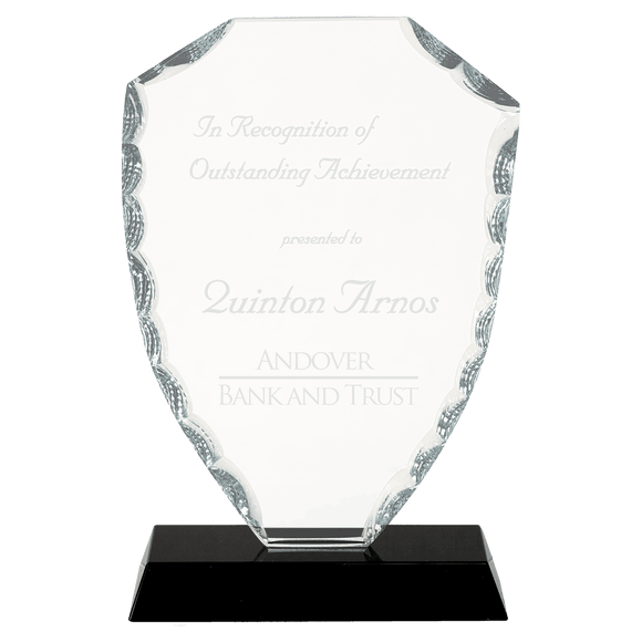 FC41 - 6 1/2" Shield Facet Glass on Black Base