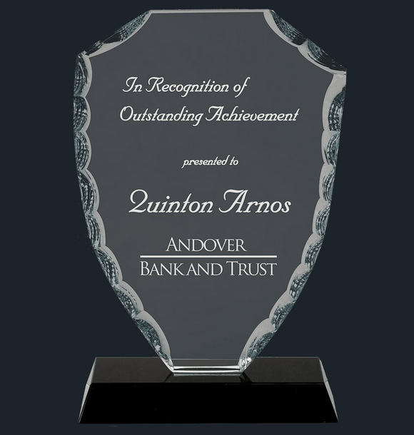 Shield Facet Glass on Black Base