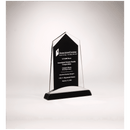 G2414 - 6 5/8" x 9 7/8" Apex Series Glass Award, Black Piano Finish Base with Silver Aluminum Accent