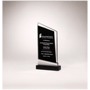 G2426 - 4 3/4" x 8 7/8" Zenith Series Glass Award, Black Piano Finish Base with Silver Aluminum Accent