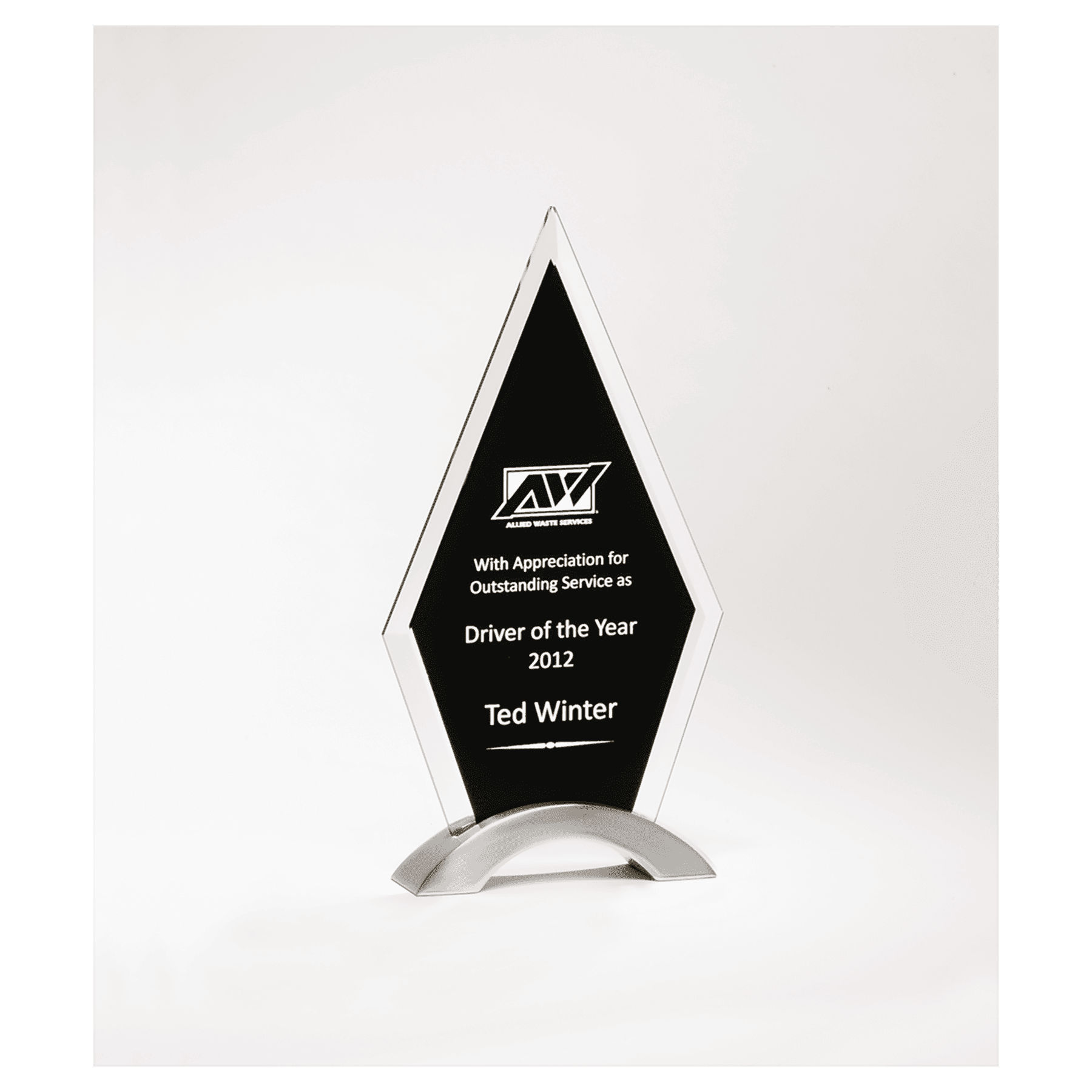G2431 - 5 5/8" x 9 5/8" Beveled Clear Glass with Black Silkscreen and Silver Aluminum Accent Base