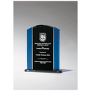 G2657 - 5 5/8" x 7 1/4" Clear Glass with Blue/Black Silkscreened Upright and Black Screened Base

