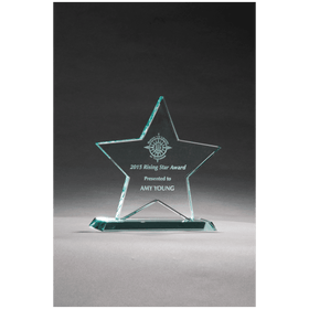 G2757 - 5 3/4" x 5 7/8" Star Jade Glass Award