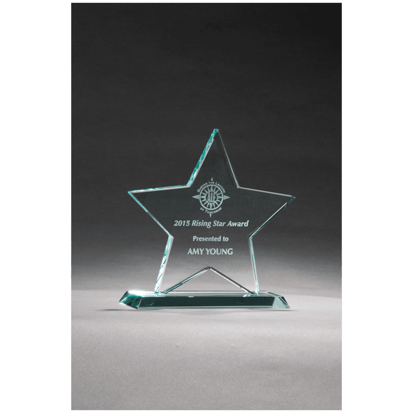 G2757 - 5 3/4" x 5 7/8" Star Jade Glass Award