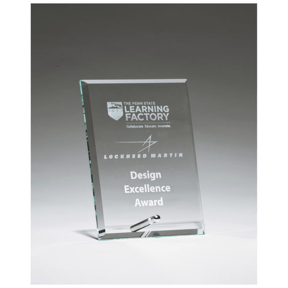 G2822 - 4" x 6" Clear Glass Award with Silver Plated Easel Post
