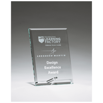 G2835 - 5" x 7" Clear Glass Award with Silver Plated Easel Post