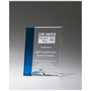 G2867 - 5" x 7" Clear Glass with Sapphire Blue Highlight and Silver Plated Easel Post