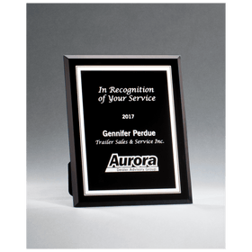 G2885 - 5" x 7" Black Glass Plaque with Silver Border and Easel Back