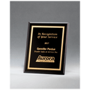 G2891 - 6" x 8" Black Glass Plaque with Gold Border and Easel Back