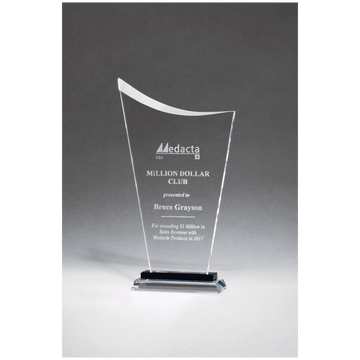G2902 - 5" x 8 1/2" Contemporary Clear Glass Award with Pedestal Base