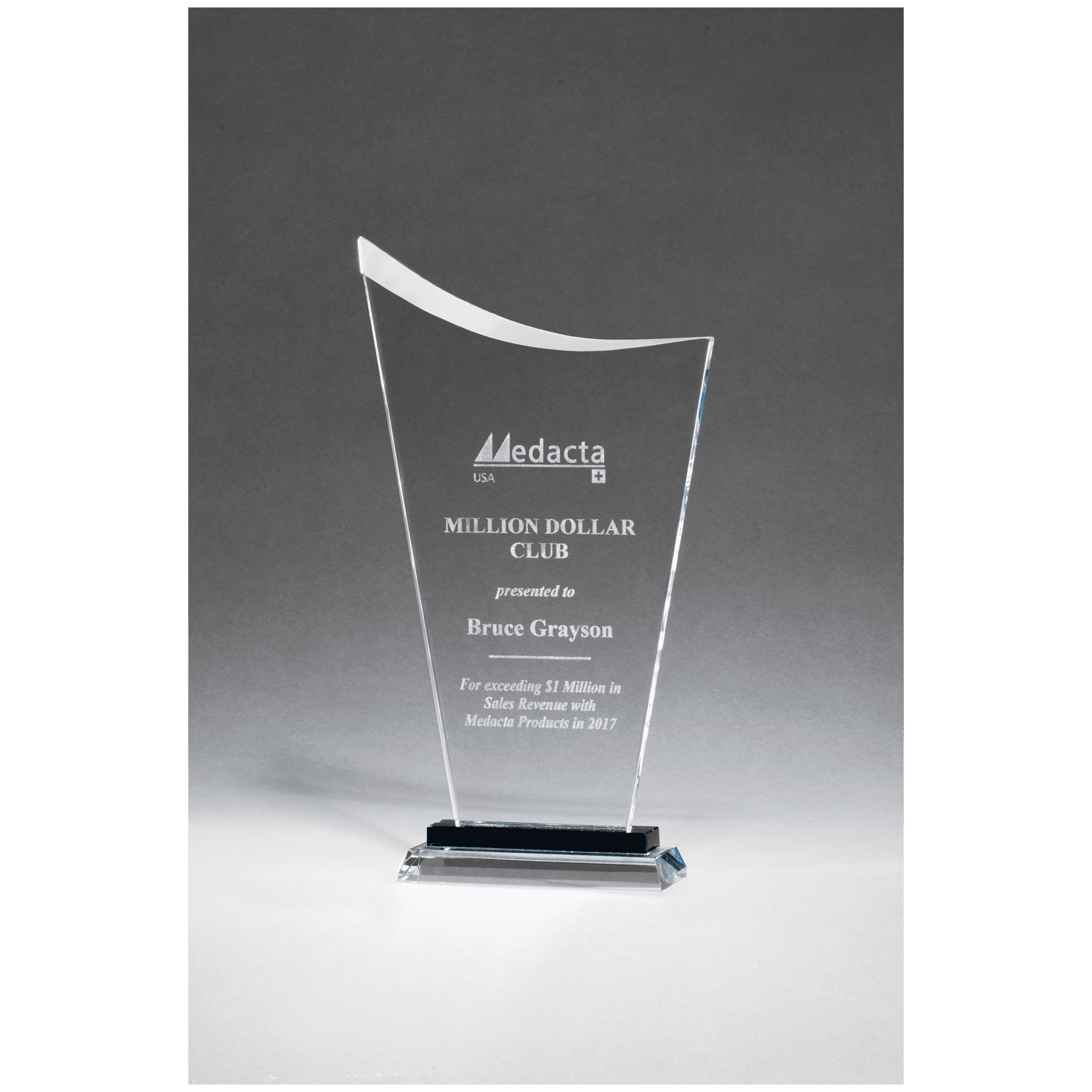 G2903 - 5 1/2" x 10 1/2" Contemporary Clear Glass Award with Pedestal Base