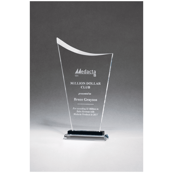 G2904 - 6 1/4" x 11 1/2" Contemporary Clear Glass Award with Pedestal Base