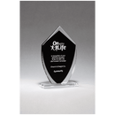 G2922 - 5 1/2" x 9 1/4" Shield Shaped Glass Award with Black Silkscreened Center