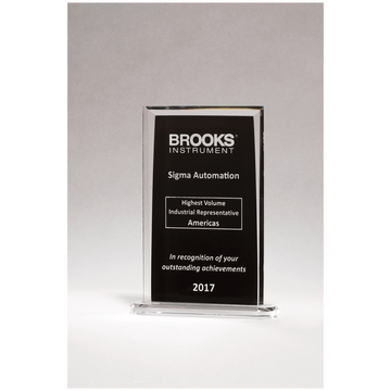 G2936 - 6 1/2" x 9 1/4" Rectangular Glass Award with Black Silkscreened Center