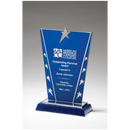 G2977 - 6 3/8" x 9 5/8" Constellation Series Glass Award with Blue Background with Chrome Plated Star