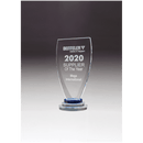 G2991 - 5" x 9 1/4" Chalice Series Sapphire Glass Award with Blue and Clear Glass Pedestal Base