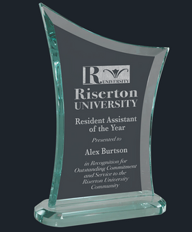 Contemporary Jade Glass Award with Oval Shaped Base