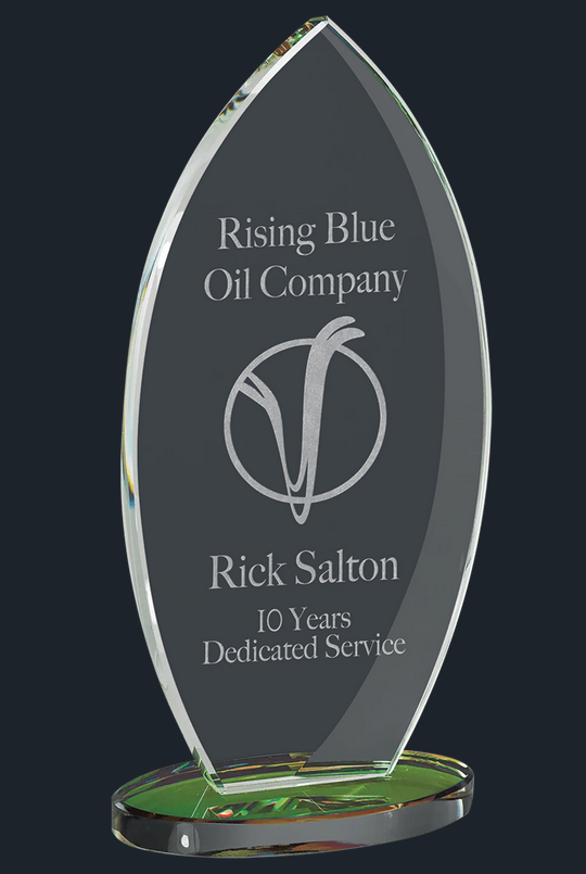 Flame Series Clear Glass Award with Prism-Effect Base