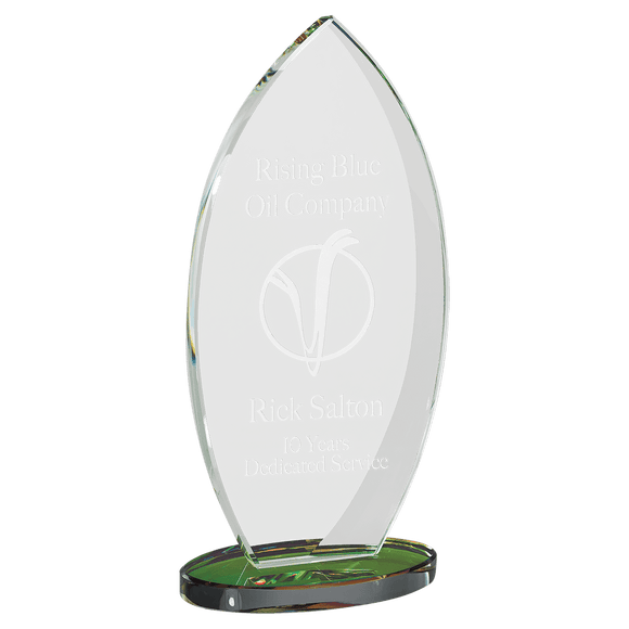 G3006 - 8 7/8" Flame Series Clear Glass Award with Prism-Effect Base