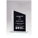 G3027 - 6 1/8" x 7 3/4" Zenith Series Black Silkscreened Glass with Brushed Aluminum Post