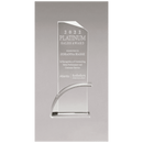 G3120 - 3 7/8" x 8 1/2" x 1/2" Thick Silver Contemporary Clear Glass Award, Arched Base with Matte Metallic Finish