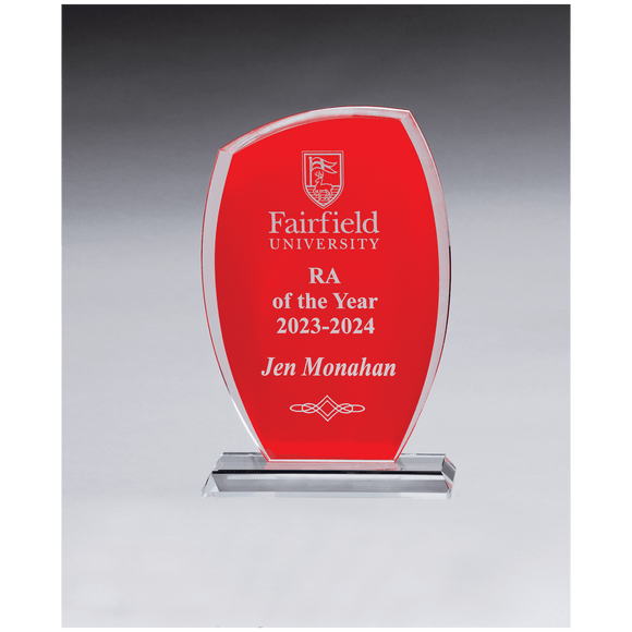 G3145 - 5 1/2" x 8 1/2" Tidal Series Clear Glass with Red Painted Background