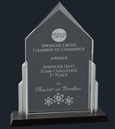 Thick Peak Series Clear Glass Top with Brushed Silver Posts and Black Glass Base-1