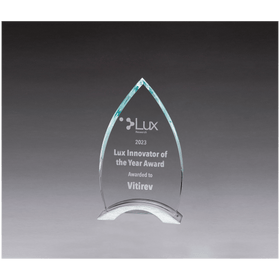 G3157 - 4 3/4" x 8" x 3/8" Thick Flame Series Clear Glass Top with Brushed Silver Aluminum Base