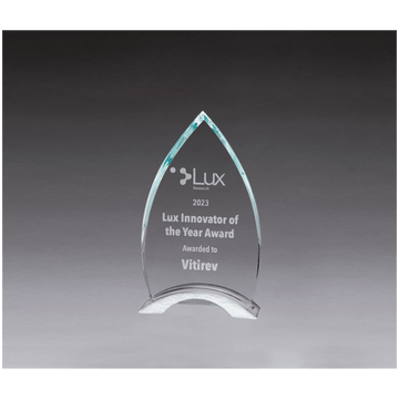 G3157 - 4 3/4" x 8" x 3/8" Thick Flame Series Clear Glass Top with Brushed Silver Aluminum Base