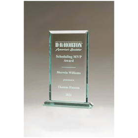 G3165 - 6 5/8" x 10" Apex Series Jade Glass Award