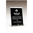 G3181 - 5" x 7" Clear Glass Plaque with Painted Black Background, Silv er Plated Easel Post
