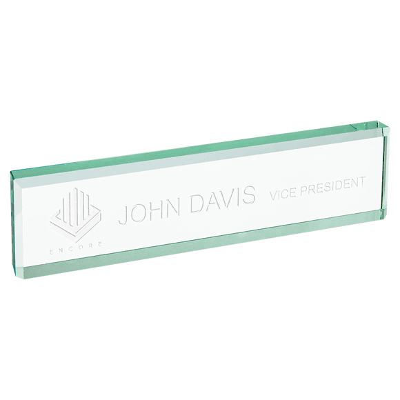 GDW8J - 8" x 2" Jade Glass Desk Wedge